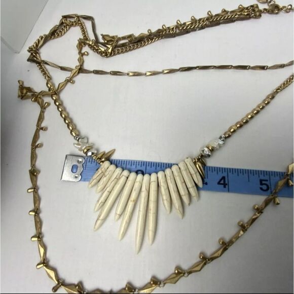 Stella And Dot Zuni Gold Tone Layered Multi Strand W/ Spikes Necklace - Picture 7 of 8